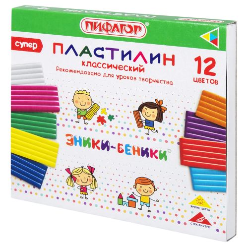 Фото товара Пластилин 12 цветов классический Эники-беники супер 240г — Krasavita.by