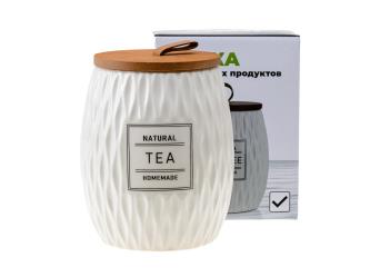 Фото товара БАНКА ДЛЯ СЫПУЧИХ ПРОДУКТОВ керамическая "Tea" 700 мл/11*11*13 см (арт. QC25A144T, код 293032) — Krasavita.by