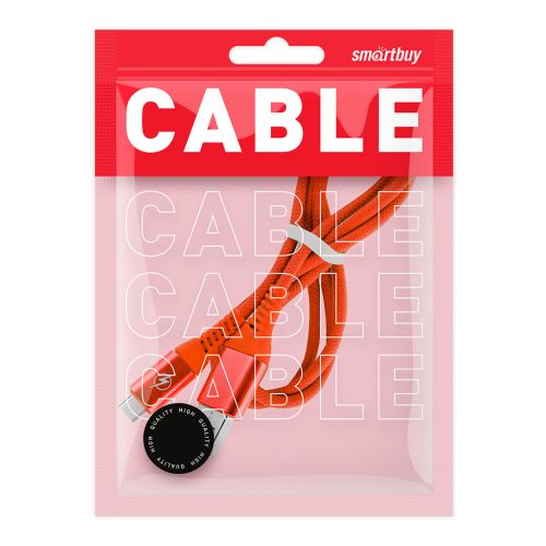 Фото товара Дата-кабель Smartbuy Type C кабель в рез.оплет. Gear, 1м.мет.након., <2А, красн.(iK-3112ERG red)/100 — Krasavita.by