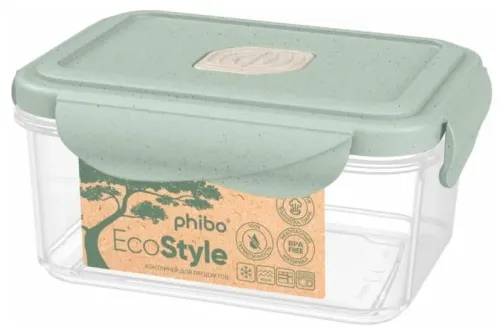 Фото товара КОНТЕЙНЕР ДЛЯ ХОЛОДИЛЬНИКА И МИКРОВОЛНОВОЙ ПЕЧИ С КЛАПАНОМ "ECO STYLE" 1,6Л (Зеленый флэк) — Krasavita.by