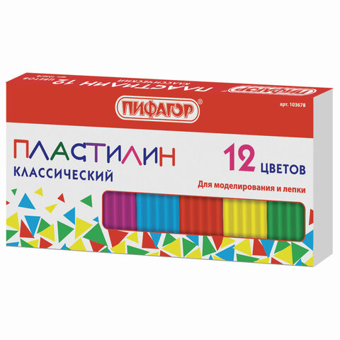 Фото товара Пластилин 12 цветов классический 120г — Krasavita.by