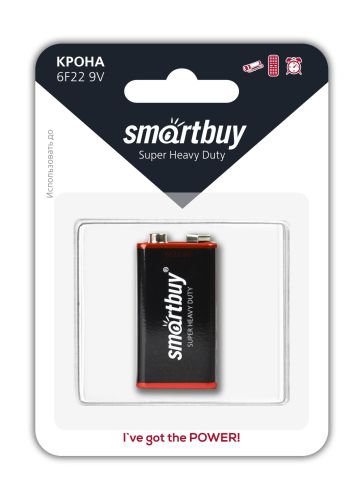 Фото товара Батарейка солевая крона Smartbuy 6F22/1B (12/240)  (SBBZ-9V01B) — Krasavita.by