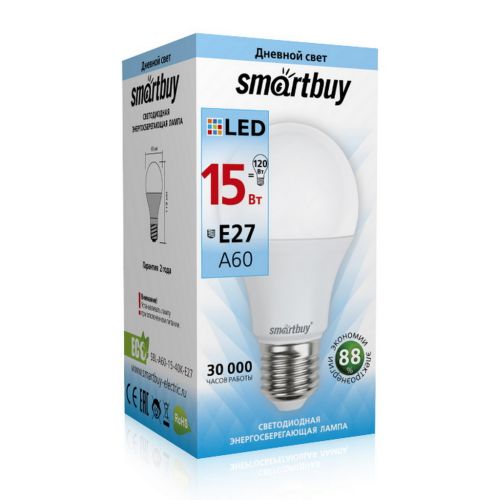 Фото товара Светодиодная (LED) Лампа Smartbuy-A60-15W/4000/E27 (SBL-A60-15-40K-E27-A) — Krasavita.by