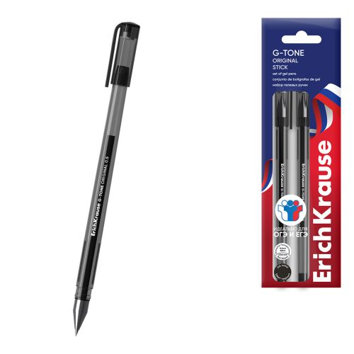 Фото товара Набор из 3 ручек гелевых ErichKrause G-Tone Stick Original 0.5, для ОГЭ/ЕГЭ, цвет чернил черный (в п — Krasavita.by