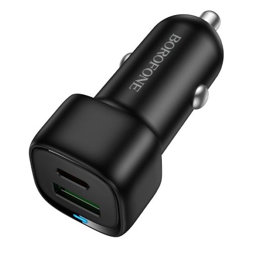 Фото товара BOROFONE BZ34B/ Авто ЗУ/ PD + QC 3.0/ 2 USB: Type-C + Type-A/ Выход: 20W + 18W/ черный — Krasavita.by