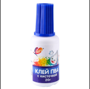 Фото товара Клей ПВА  20гр. с кисточкой Луч 4601185014774 — Krasavita.by