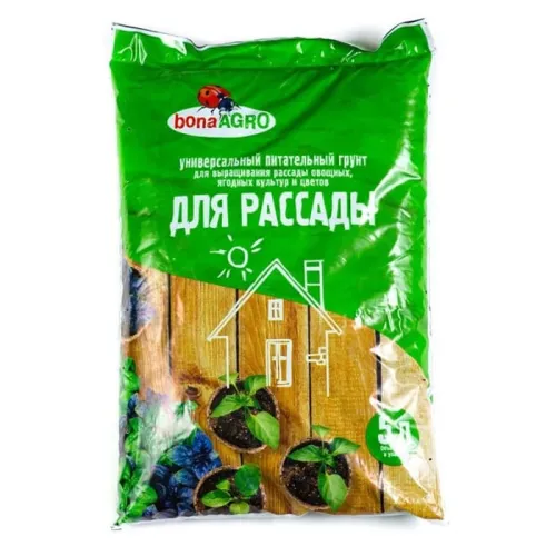 Фото товара Грунт питательный bonaAGRO ДЛЯ РАССАДЫ 5 л 4813617000273, РБ, пр-во ООО "ГРУНТ-АГРО" — Krasavita.by