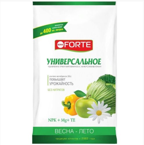 Фото товара Bona Forte открытого грунта удобрение гранулированное с микроэл. Универсал. (весна-лето), пак. 1кг/2 — Krasavita.by
