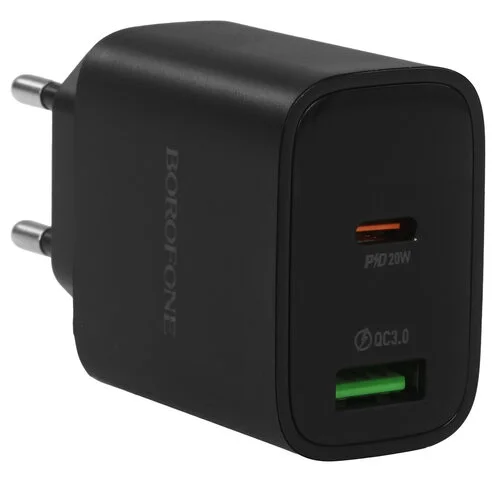 Фото товара BOROFONE BA96A/ СЗУ c цифр дисп/ PD + QC 3.0/ 2 USB: Type-C 20W + Type-A 18W/ Выход общ: 15W/ черный — Krasavita.by
