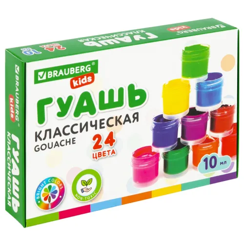 Фото товара Гуашь 24цв. "Brauberg kids" по 10мл — Krasavita.by
