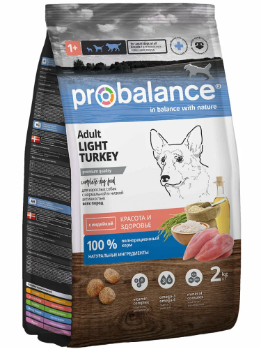 Фото товара Probalance 2 кг Adult Light Beef Корм сухой для взрослых собак всех пород с говядиной, (АЗ) — Krasavita.by