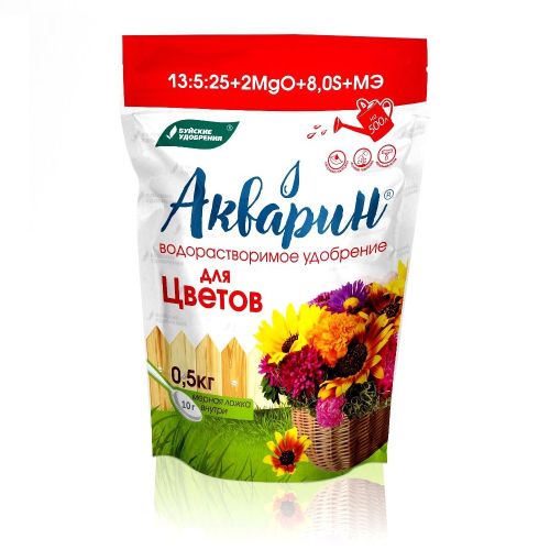 Фото товара Водорастворимое удобрение "Акварин для Цветов" 0,5кг ДОЙ-ПАК — Krasavita.by