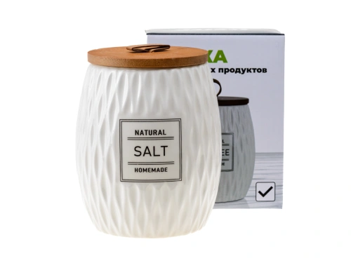 Фото товара БАНКА ДЛЯ СЫПУЧИХ ПРОДУКТОВ керамическая "Salt" 700 мл/11*11*13 см (арт. QC25A144SA, код 293025) — Krasavita.by