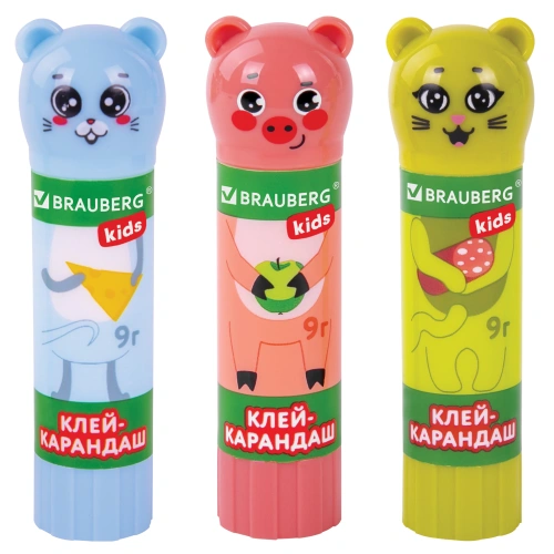 Фото товара Клей-карандаш BRAUBERG, 9 г, фигурный колпачок, 271138 — Krasavita.by