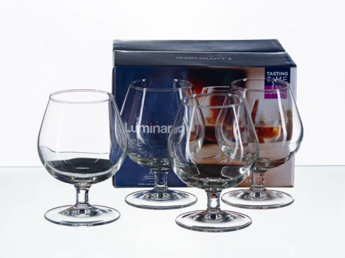 Фото товара НАБОР БОКАЛОВ ДЛЯ КОНЬЯКА стеклянных "Tasting Time. Cognac" 4 шт. 250 мл (арт. P9243, код 038824) — Krasavita.by