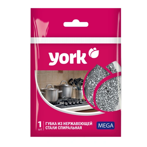 Фото товара Губка спиральная стальная Мега YORK арт. 002030 — Krasavita.by