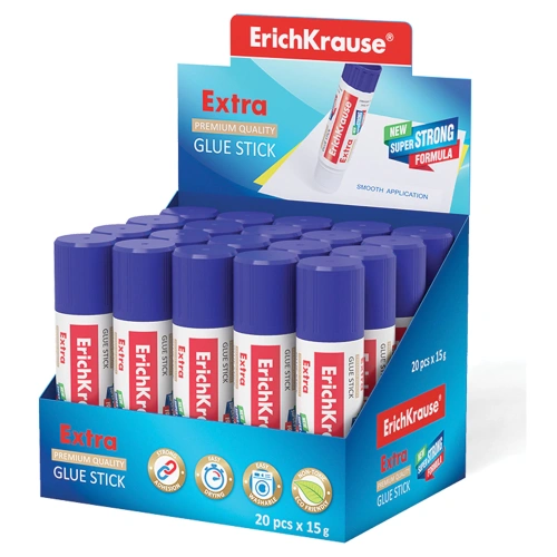 Фото товара Клей-карандаш ErichKrause Extra, 15г (в коробке-дисплее по 20 шт.) — Krasavita.by