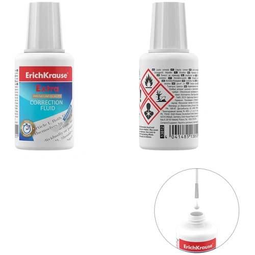 Фото товара Корректирующая жидкость с кисточкой ErichKrause Extra, 20г (в пластиковом поддоне по 10 шт.) — Krasavita.by