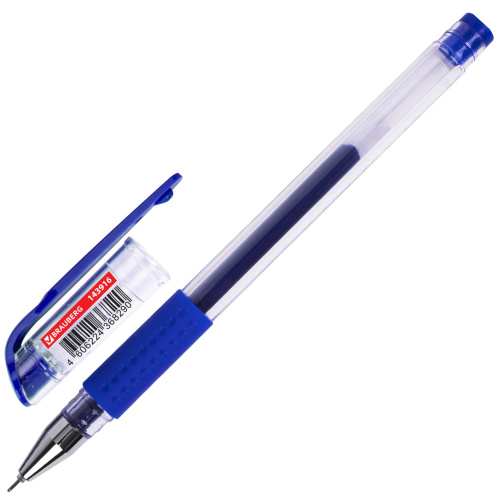 Фото товара Ручка гелевая синяя Extra GT Needle прозрачный корпус с резиновым держателем игольчатый узел — Krasavita.by