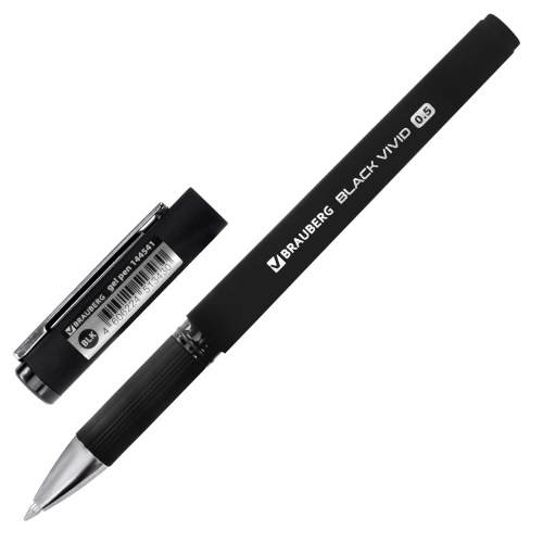 Фото товара Ручка гелевая черная Black Vivid корпус soft-touch с резиновым держателем стандартный узел — Krasavita.by