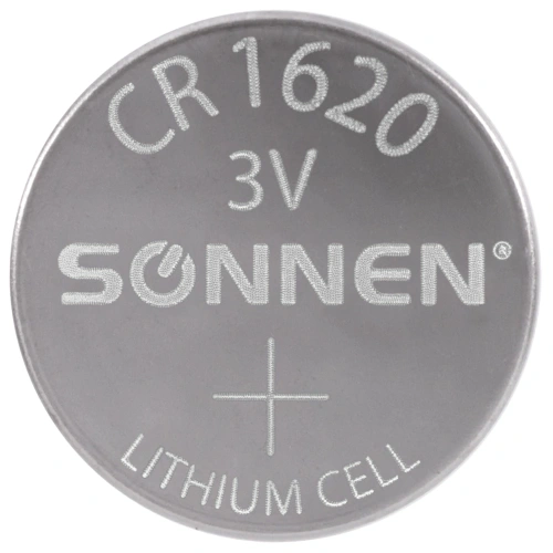 Фото товара Батарейка литиевая CR1620 1 шт., "таблетка, дисковая, кнопочная" SONNEN Lithium, блистер, 455599 — Krasavita.by