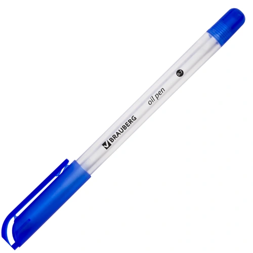 Фото товара Ручка шариковая масляная BRAUBERG Olive Pen, СИНЯЯ, корпус прозрачный, 0,7мм, линия 0,35мм, 141476 — Krasavita.by