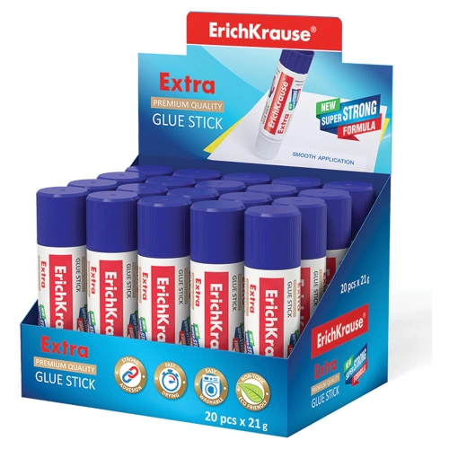 Фото товара Клей-карандаш ErichKrause Extra, 21г (в коробке-дисплее по 20 шт.) — Krasavita.by