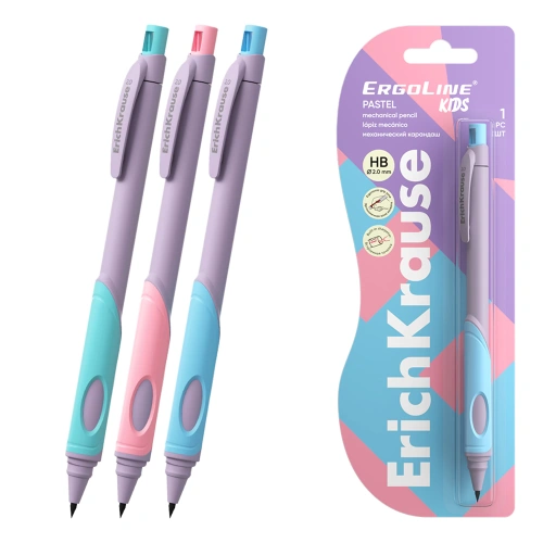 Фото товара Карандаш механический ErichKrause ErgoLine® Kids Pastel 2.0 мм, с точилкой, НВ (в блистере 1 шт.) — Krasavita.by