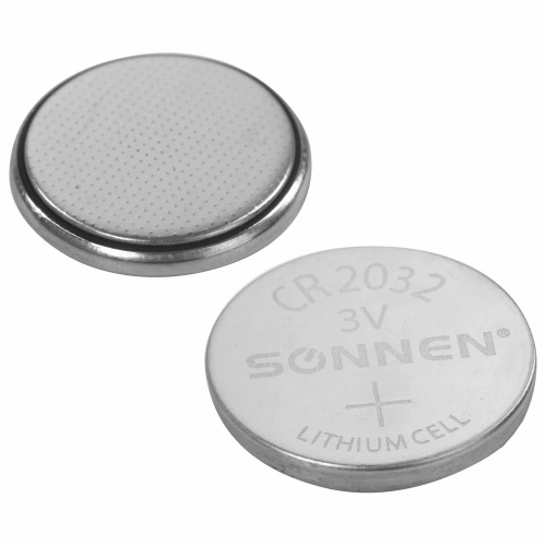 Фото товара Батарейка литиевая CR2032 1 шт.,"таблетка, дисковая, кнопочная" SONNEN Lithium, блистер, 451974 — Krasavita.by
