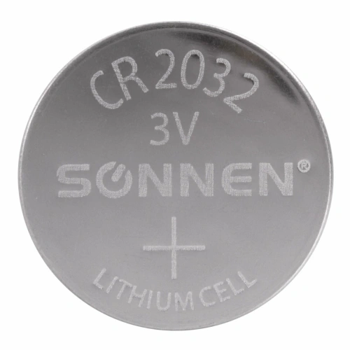 Фото товара Батарейка литиевая CR2032 1 шт.,"таблетка, дисковая, кнопочная" SONNEN Lithium, блистер, 451974 — Krasavita.by