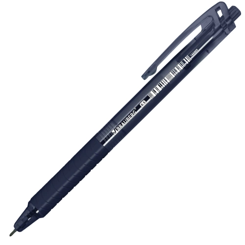Фото товара Ручка шариковая автоматическая с грипом BRAUBERG CLASSIC DARK COLOR, СИНЯЯ, узел 0,5 мм, 144469 — Krasavita.by