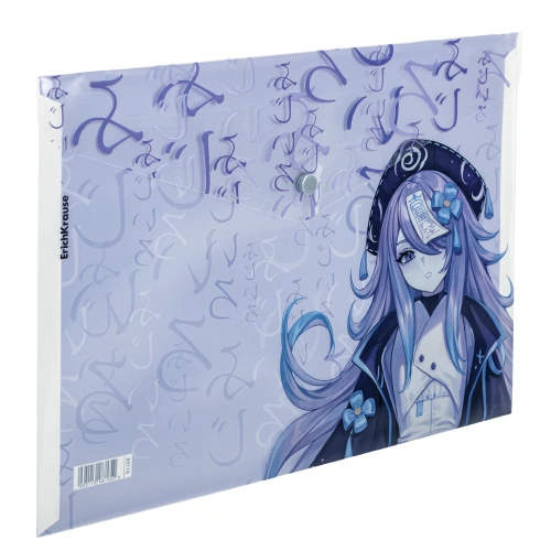 Фото товара Папка-конверт на кнопке пластиковая ErichKrause Manga Girls, A4, ассорти (в пакете по 12 шт.) — Krasavita.by